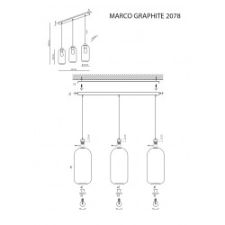 Suspension 3 lampes ovales en verre plan